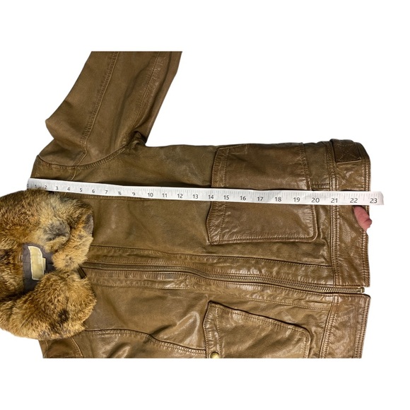 Michael Kors leather jacket with rabbot collar medium - Picture 5 of 9